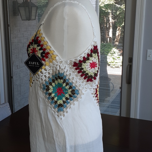 Zaful White Gauze Sundress/Swim Cover Up One Size - Picture 6 of 12